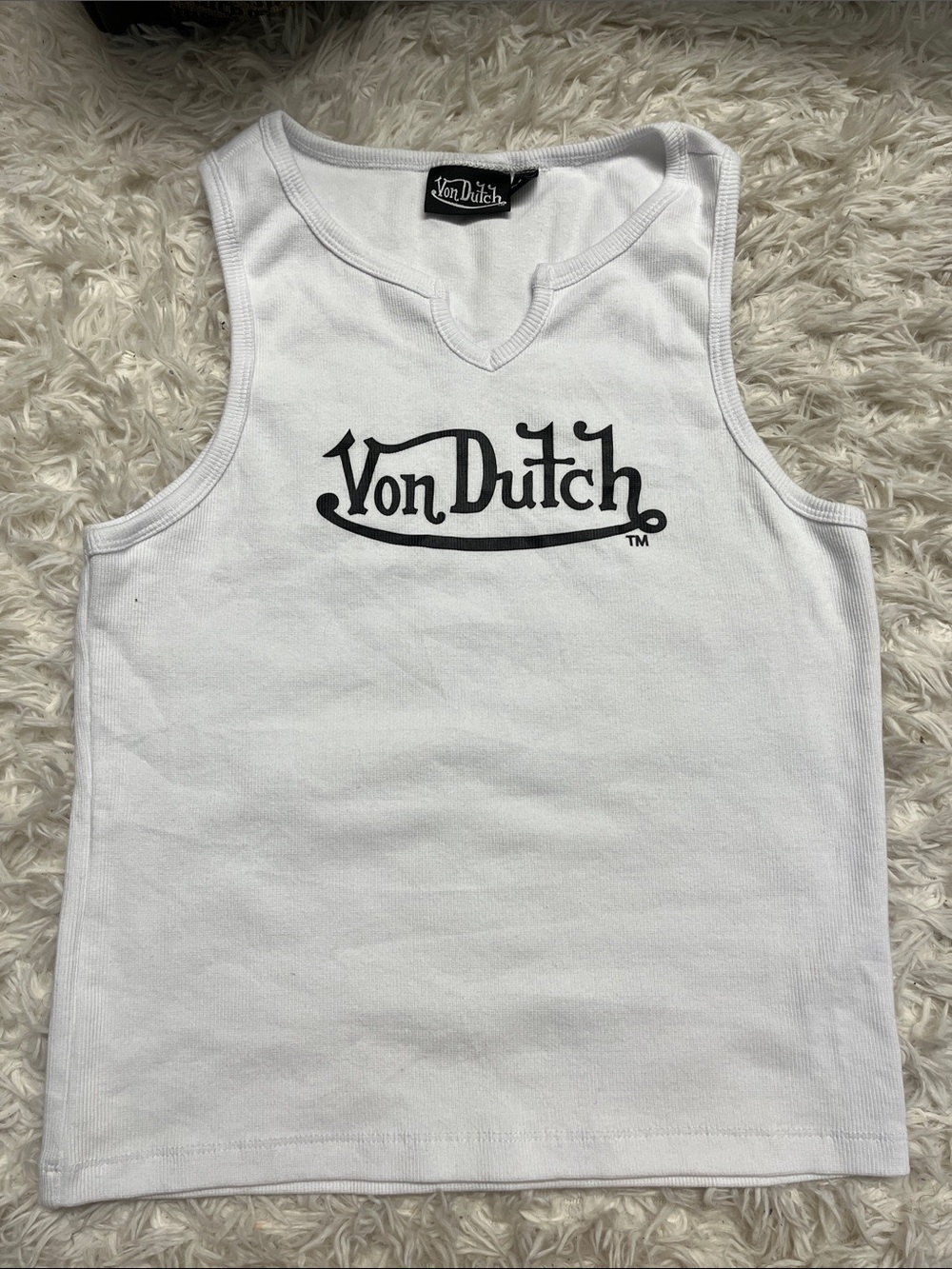 Von Dutch White Tank Top with Black Logo - Kids